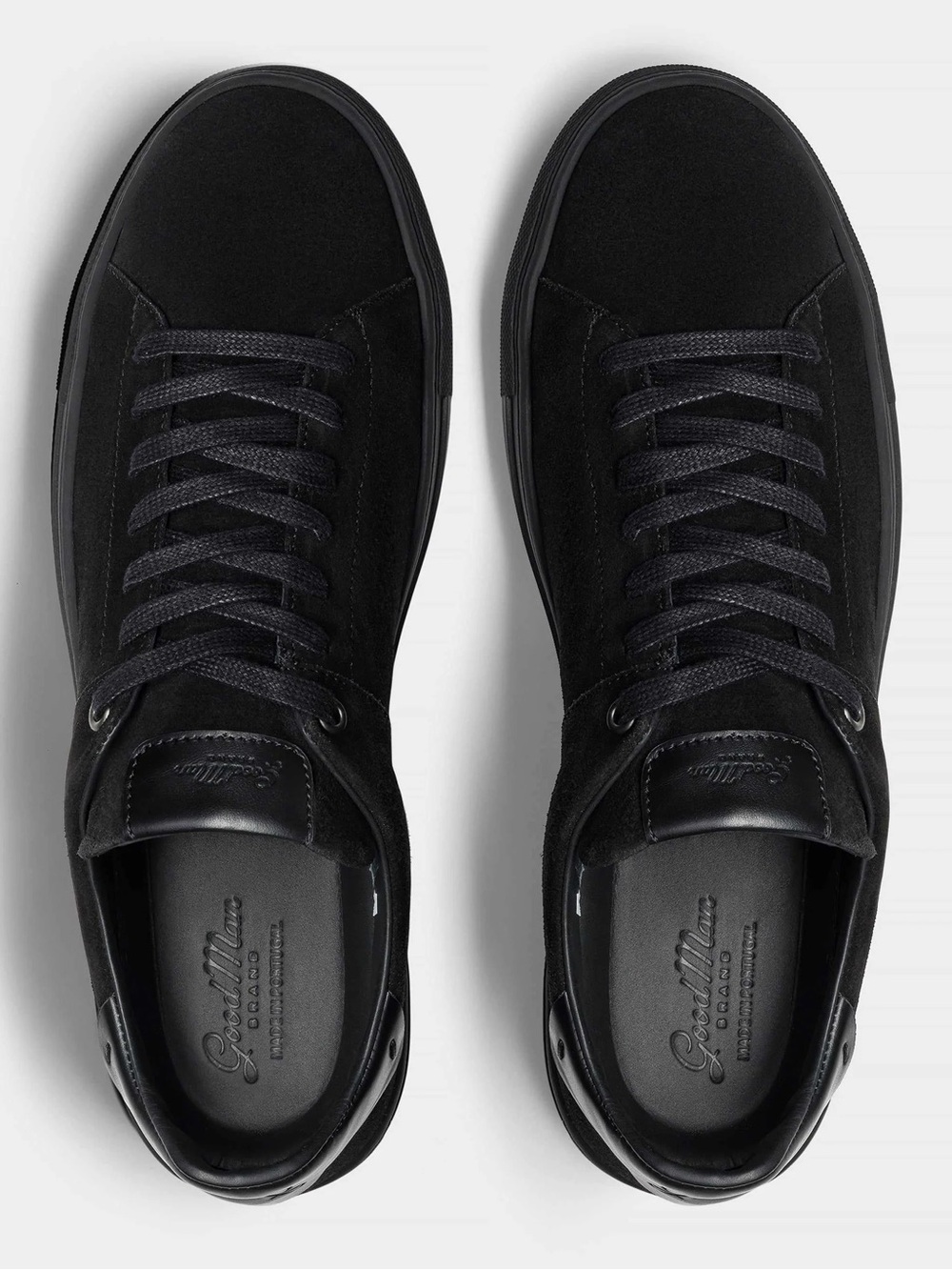 Good Man Edge Black Mono Modern Italian Suede Leather Sneakers Sz 8.5